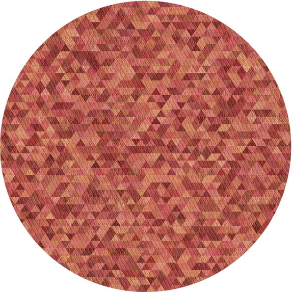 Ahgly Company Indoor Round Patterned Bright Orange Area Rugs, 8' Round