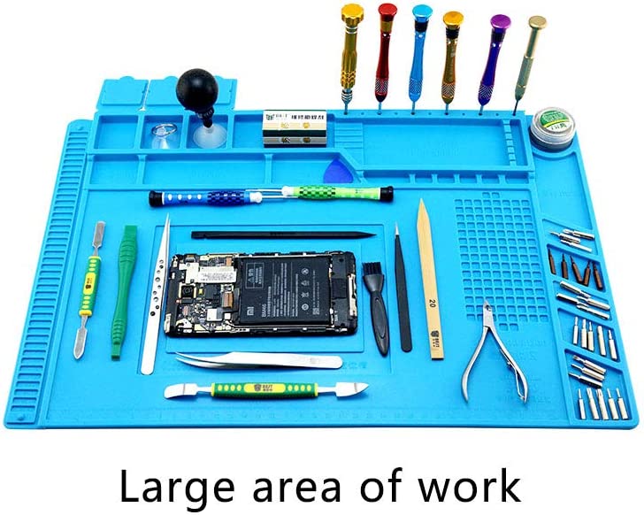 ABPETE S-160 Silicone Repair Mat Electronics Repair Mat Magnetic Repair Mat Silicone Soldering Mat Insulation Silicone Welding Pad for BGA and Gun Soldering Iron, Workbench, Cell Phone Laptop Repair
