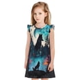 thumbnail image 1 of Balery Artistic Moon Valley Wolf Camisón de princesa para niñas, pijama de algodón con mangas abullonadas, suave y bonito.-Large, 1 of 6