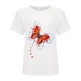 thumbnail image 4 of Pompotops T-Shirts à Col Rond Imprimé Papillon pour Femmes, Manches Courtes, Blouse, 4 of 6
