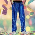 thumbnail image 2 of Wdgfv Mens Sequin Pants Disco Outfit Elastic Waist Drawstring Rave Trousers Sequin Joggers Trousers with Pockets, 2 of 4