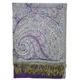 thumbnail image 3 of Luxurious Double Layered Jacquard Big Paisley Pashmina Shawl Wrap Scarf Purple, 3 of 7
