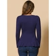 thumbnail image 4 of DARING DIVA Women's Long Sleeve Scoop Neck Top S Dark Blue, 4 of 6