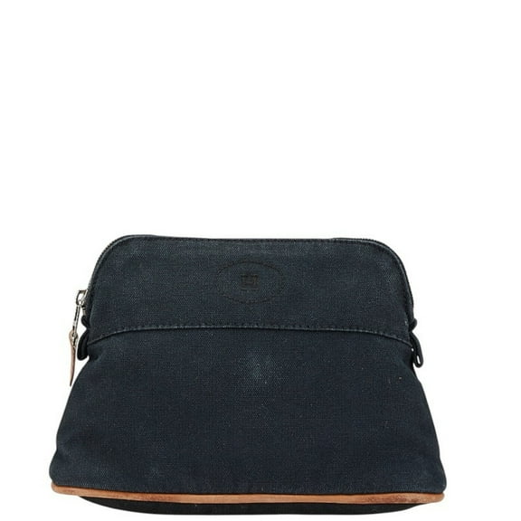 Pre-Owned Hermes Bolide Pouch 20 Black Brown Cotton Leather Women's HERMES (Good)