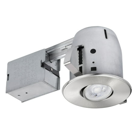 - Globe Electric 4 in. Brushed Nickel IC Rated Recessed Lighting Kit, LED Bulb Included, 90734