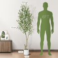 thumbnail image 2 of 6ft (72in) de altura faux olive tree con blanca planter y green fake moss para home, oficina, sala de estar, dormitorio, stairs, y foyer decor, 2 of 7
