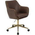 thumbnail image 5 of Hanover Chelsea Tufted Office Chair in Faux Brown Leather with Adjustable Gas Lift Seating and Wheels, 5 of 7