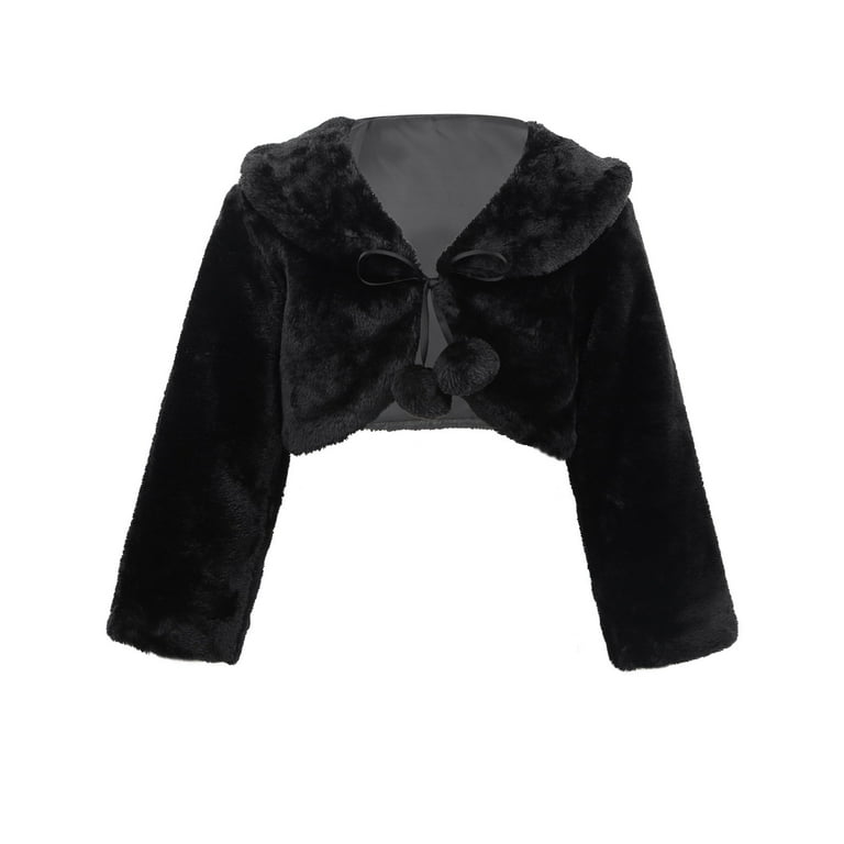 Baby Little Girls Faux Fur Long Sleeve Cardigan Jacket