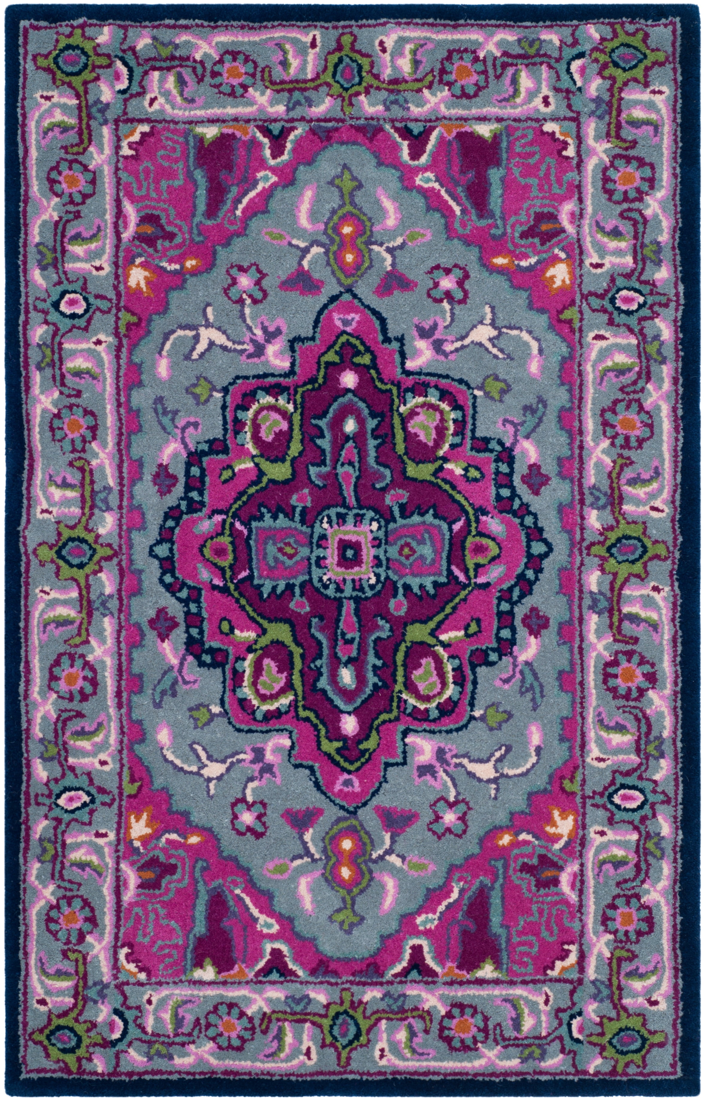 SAFAVIEH Bellagio Charlton Oriental Wool Area Rug, Gray/Pink, 2'6" x 4'
