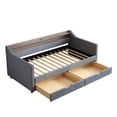 thumbnail image 5 of Twin Size Daybed with 2 Storage Drawers and 2-Tier Shelf & /USB/Type-C Port, Modern Linen Upholstered Sofa Day Bed Frame with Smart LED Light for Livingroom, 5 of 9
