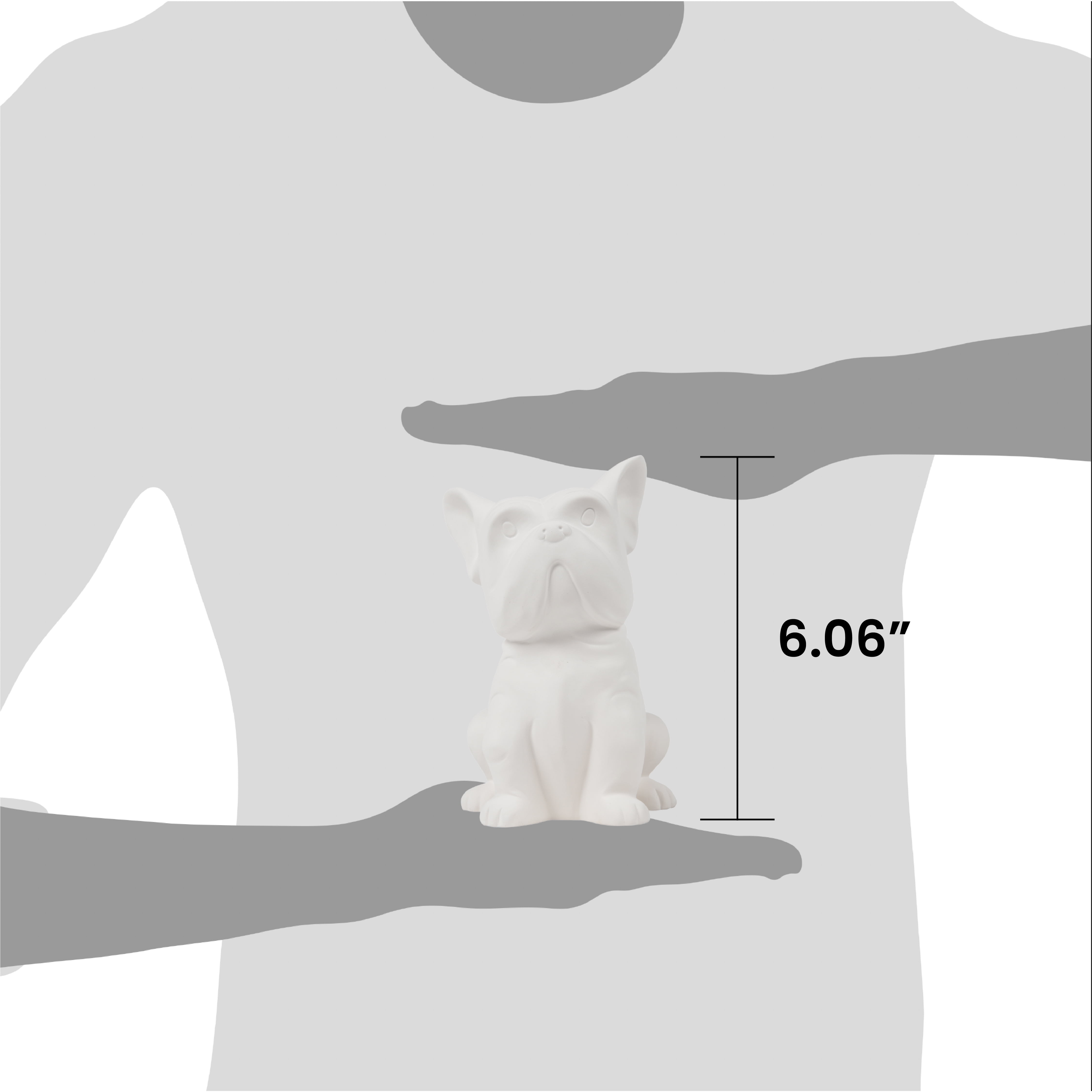 Hello Hobby Paintable French Bulldog Figure, White Ceramic 6" to Paint, Craft Base