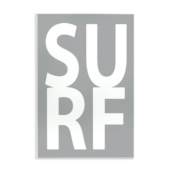 Stupell Industries Surf Word on Grey Typography Painting Unframed Art Print Wall Art, 10 x 15