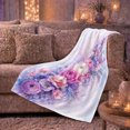 thumbnail image 6 of Purple Rose and Blush Flower Watercolor Bouquet, Soft Botanical Floral Art for Flower Lovers, Birthday Gift, Soft Flannel Blanket for Bedroom, Floral Home Decor, 6 of 9