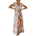 thumbnail image 1 of Vestido Bohemio Floral Vestido Largo Con Abertura Lateral Vestido de Verano Vestido de Verano Con Cuello en V Para Mujer Vestido de Vacaciones Con Estampado Floral Bohemio de Playa Odeerbi  ODB115571, 1 of 7