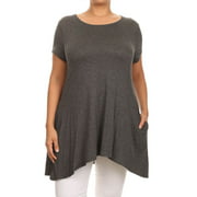 Women's Plus Size Short Sleeves Tunic Top Side Pocket US SIZE