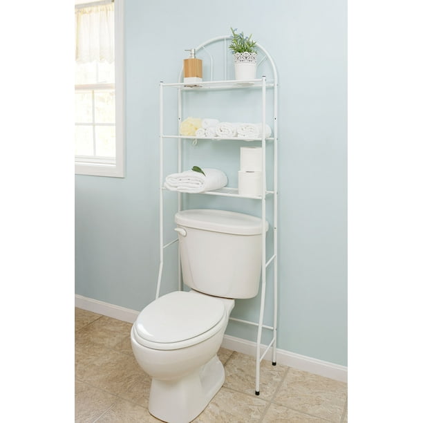 3 Shelf Steel Bathroom Space Saver, White - Walmart.com ...