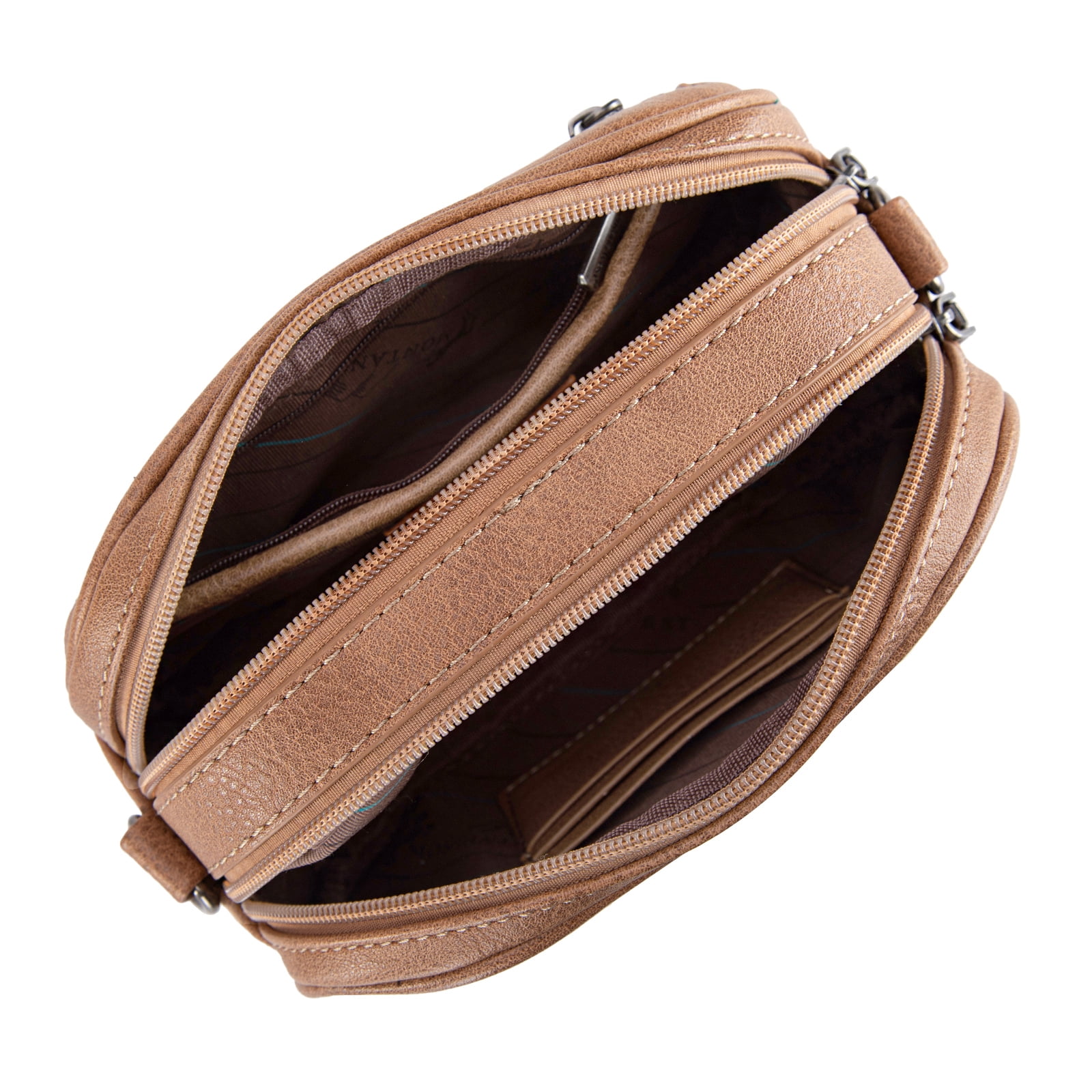 Montana West Cow Print Crossbody Bag for Women Western Tooled Design with Built in Card Holder, Stylish and Functional Purse, Brown