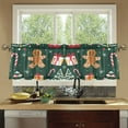 thumbnail image 4 of Yayeee Kitchen Curtains Tier Set of 2 Light Filtering 57"x36" Over Sink Window Panels, Green Christmas Gingerbread, 4 of 7