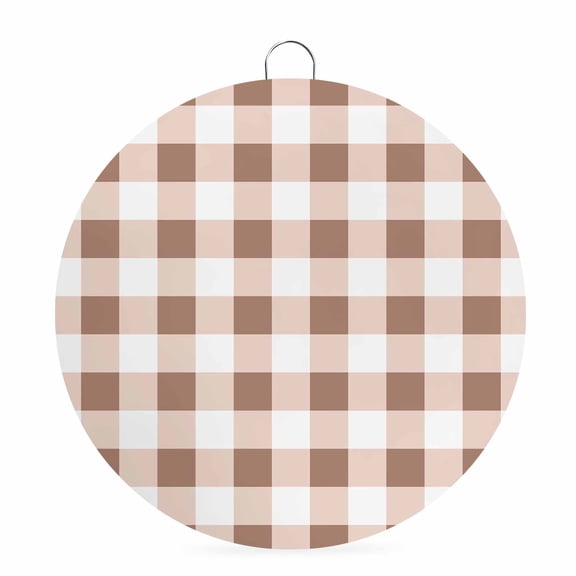 Round Metal Signs for Outside Brown Buffalo Plaid Tin Signs Stainless Steel Hook Welcome Home Sign Plaque Check Lines Metal Sign for Front Door Porch Indoor Outdoor Hanging Wall Decor Gifts 6 Inch