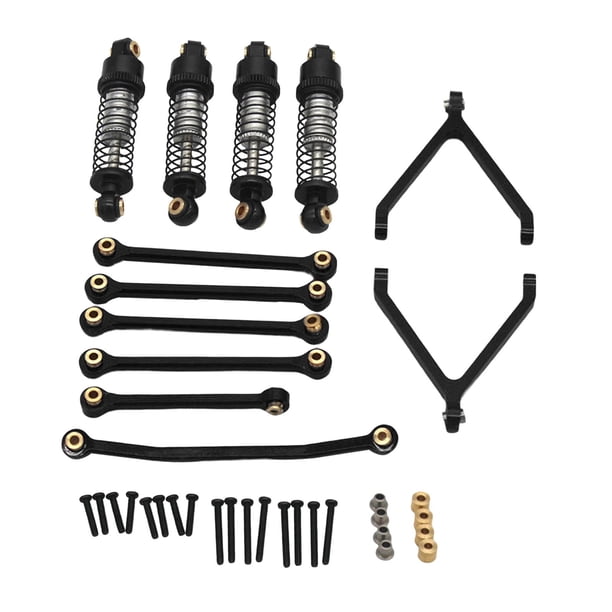Piezas de mejora aleión de aluminio, barra de dirección, amortiguador RC, barra de trción para Fcx24 1:24, camión, Hobby, coche, Negro Baoblaze Varilla de enlace de dirección RC