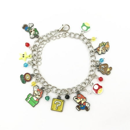 - Super Mario World Silver Tone Cartoon Comic Logo Charm Bracelet w/Gift Box by Superheroes