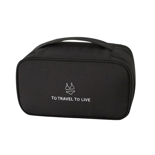 Estuche organizador de ropa interior para sujetador, bolsa de cosméticos, bolsa de almacenamiento portátil de alta capacidad, cubos de embalaje para Negro