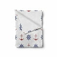 thumbnail image 2 of Anchor Soft Flannel Fleece Throw Blanket, Maritime Design Anchors and Ship Wheels on the White Background Art Print, Cozy Plush for Indoor and Outdoor Use, 50" x 60", Navy Blue and Ruby, by Ambesonne, 2 of 6