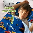 thumbnail image 2 of AOLOA Personalized Toddler Nap Mat, Construction Truck Theme with Heavy Machinery, Sleeping Bag Blanket for Preschool Kindergarten Girls and Boys, Custom Name Nap Mat Easy Roll Up, 2 of 8