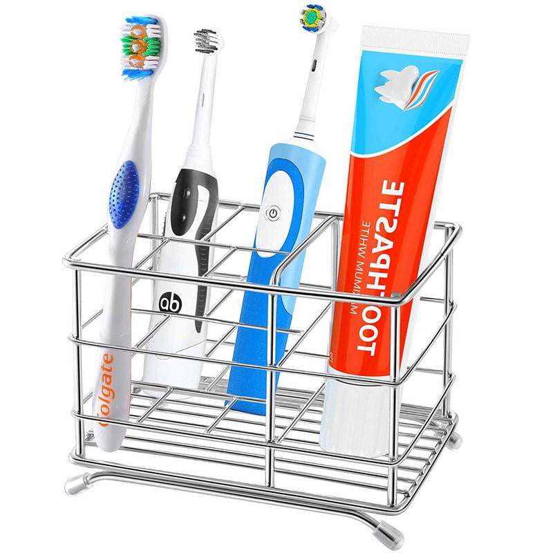 Household Bathroom Toothbrush Holder, Stainless Steel Storage Organizer