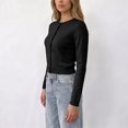 thumbnail image 4 of ClodeEU Women's Round Neck Button Front Knit Cardigan,Casual Long Sleeve Slim Fit Knit Outerwear ,Women's S-XXL, 4 of 7