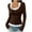 Coffee, variant on Lenpel Women's Long Sleeve T-Shirts Square Neck Quarter Button Color Block 2 in 1 Slim Tee Tops Soft Casual Blouses(Gray,X-Large)