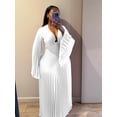 thumbnail image 4 of AURA Women Plus Size V Neck Bodycon Long Dress Elegant Long Sleeve Solid Color Dress, 4 of 5