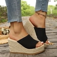 thumbnail image 4 of Samdudou Women Open Toe Espadrilles Sandals Bohemia Summer Wedges Casual Thick Sole Add Height Shoes Fashion Summer Outdoor Beach Slides for Beach, Wedding, 4 of 6