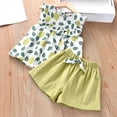 thumbnail image 2 of YABCSAZ Toddler Baby Girls Outfits Sets Ruffle Short Sleeve T-Shirt Tops and Shorts Kids Summer Casual Clothes Sets Girls 2Piece Playwear Beach Outfits Size 100, 2 of 6