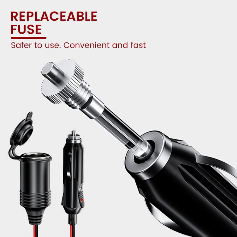 Fyeme Car Extension Cable Cigarette Lighter Extension Cord Plug Extension Cord with Cigarette Lighter Plug Socket, 4m Cable for Car Tire Inflator