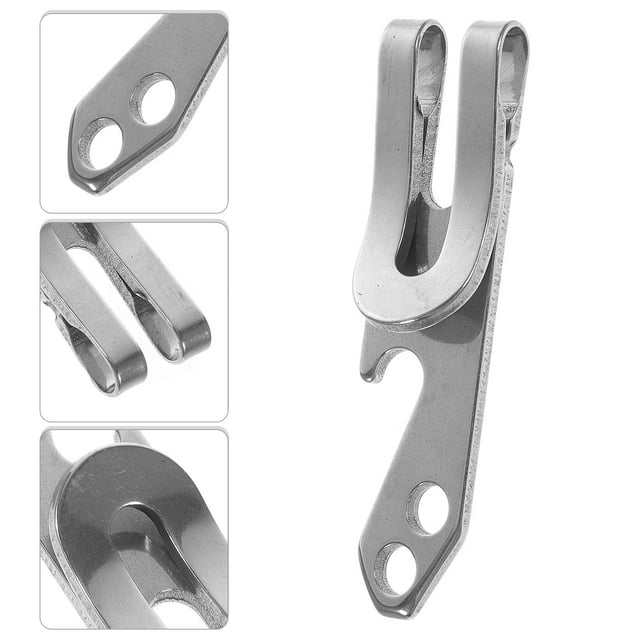 OUNONA 1Pack Practical Pry Tool With Belt Clip Stainless Steel Multi Function Bottle Opener For Camping