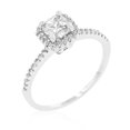 thumbnail image 1 of White Gold Rhodium Halo Engagement Ring with Princess Cut Cubic Zirconia Center Stone and Round Cut Cubic Zirconia Accented Halo in Silvertone - Size 5, 1 of 1