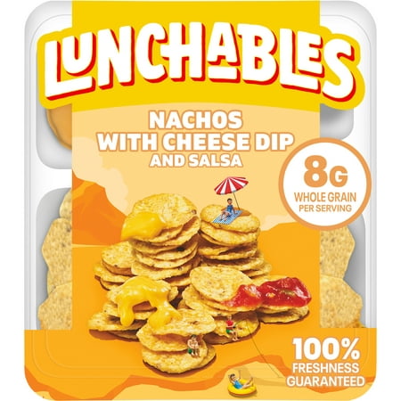 product image of Lunchables Nachos Cheese Dip & Salsa Kids Lunch Snack, 4.4 oz Tray