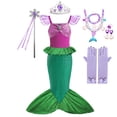 thumbnail image 1 of Disney-disfraz de la Sirenita Ariel para niños, vestido Morado para niñas, Cosplay, Carnaval, fiesta de cumpleaños, vestido de sirena, 1 of 2