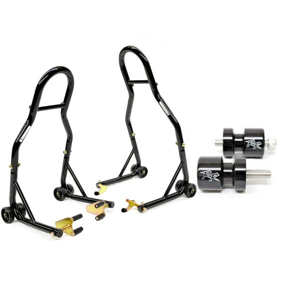 Venom Motorcycle Front Rear Dual Lift Stand - w/ Spools Compatible with Ducati 749R 2004-2006