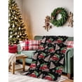 thumbnail image 2 of Christmas Flannel Blanket for Bed,Travel and Camping, Christmas Truck Xmas Pine Tree Snowflakes Black Red Super Soft Cozy Blanket for All Seasons 40" x 50", 2 of 6