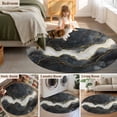 thumbnail image 5 of Marble Round Area Rug 5 FT, Non Slip Bedroom Rugs, Black Grey Modern Luxury Gold Washable Soft Circular Carpet Non-Shedding Floor Mat for Kitchen Dining Room Foyer Balcony Dorm, 5 of 8
