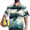 thumbnail image 4 of Whale Men's Hawaiian Button Down Short Sleeve Casual Printed Summer Beach Unisex Shirt, 4 of 6