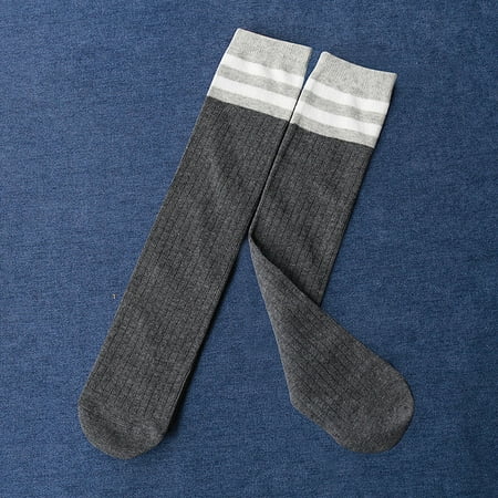 

Girls\ s High Tube Socks Elastic Cotton Striped Stockings Breathable Comfortable Knee Socks for
