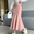 thumbnail image 4 of Fishtail Skirt Elastic High Waist Hip Wrapped Maxi Skirt Solid Color Office Lady Knitting Long Skirt Work Leisure Wear, 4 of 8