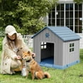 thumbnail image 6 of LHBcraft Dog House,Weatherproof Resin Shelter with Air Vents and Elevated Floor for Small-Medium Dogs,Dog kennel for Indoor&Outdoor,Blue,32.3" L x 29.9" W x 32.5" H, 6 of 8