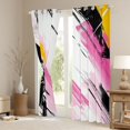 thumbnail image 3 of Manfei Modern Geometric Black Out Curtains,Abstract Graffiti Striped Curtains Pack of 2 (42x63 Each),Pink Black White Bedroom Curtains For Girl Kids,Breathable Home Decor, 3 of 6