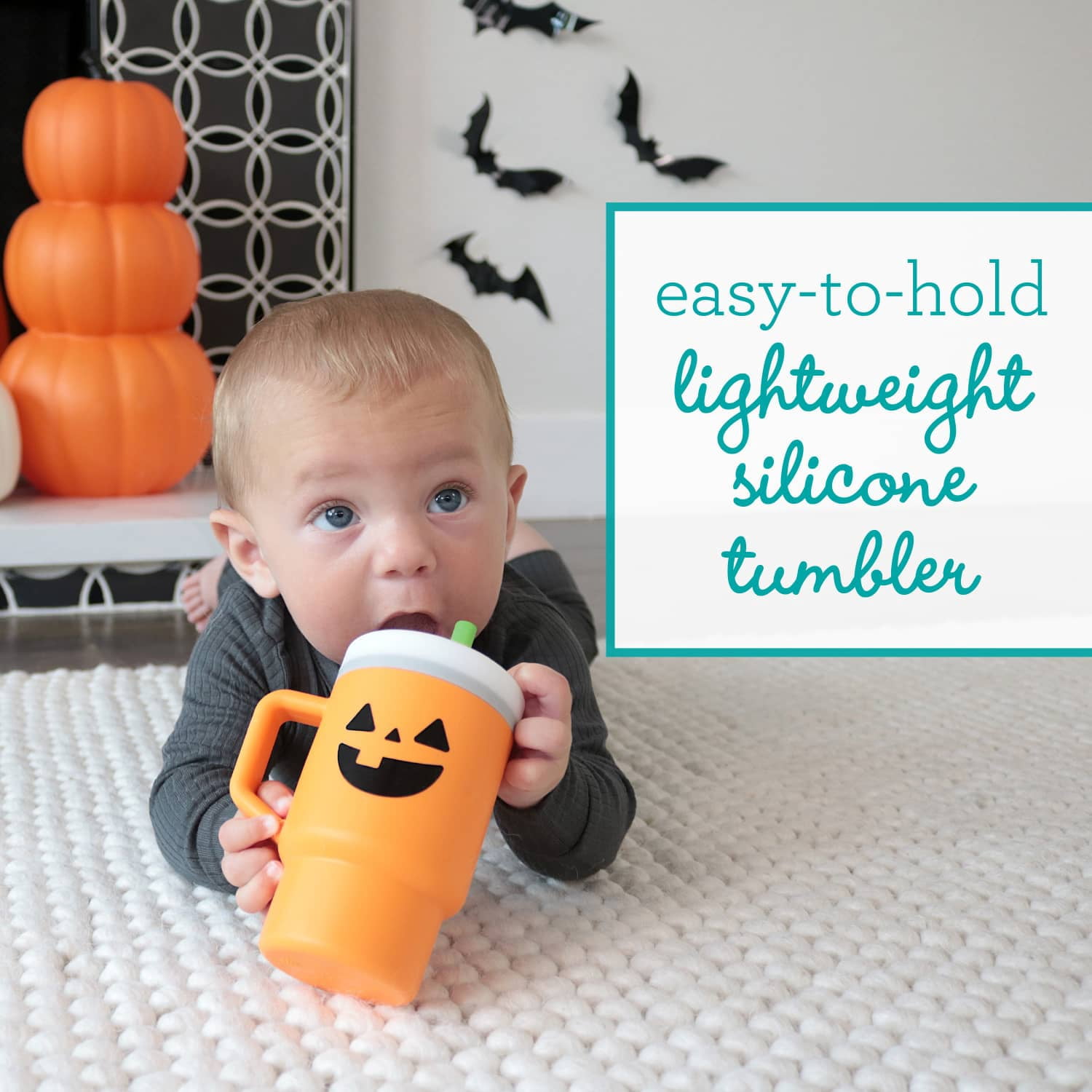 Infantino My 1st Tumbler – Adorable 9oz. Training Cup with Toddler-Friendly Straw and Handle, Pumpkin