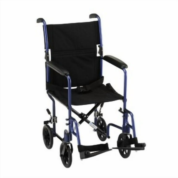 Transport Chair 17" Seat Width Lightweight Aluminum Wt Cap 300 lb (Blue)