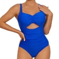 thumbnail image 1 of Gibobby Traje de baño sexy de una pieza Traje de baño para mujer Traje de baño sexy con cuello en V profundo y espalda(Azul,CH), 1 of 5